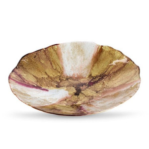 Szklana Misa Dekoracyjna Mabel (02) (fi) 35x6 Cm Pomarańczowy