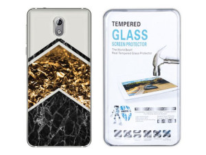Nokia 3.1 2018 Etui Marmur Nadruk Kreatui + Szkło