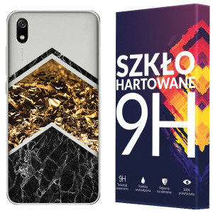 Etui Do Xiaomi Redmi 7a Marmur Nadruk Case + Szkło
