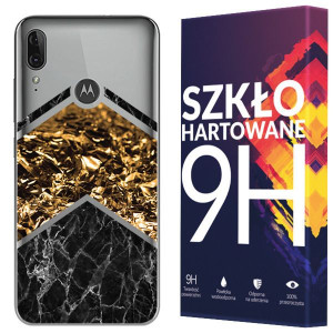 Etui Do Motorola Moto E6 Plus Marmur Case + Szkło