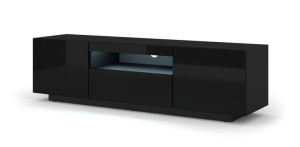 Szafka RTV AURA 150 uniwersalna czarny połysk + LED