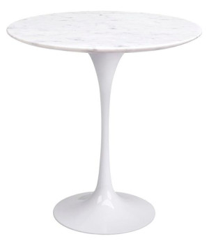 Stolik TULIP MARBLE CARRARA MINI biały - blat okrągły marmurowy, metal
