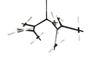 Lampa wisząca CANDELABR 14 czarna - aluminium, szkło