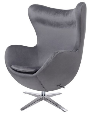 Fotel EGG SZEROKI VELVET ciemny szary. 40 - welur, podstawa stal