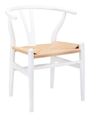 Krzesło WISHBONE białe  natural - drewno bukowe, naturalne włókno