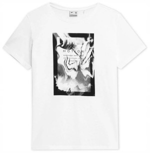 T-shirt damski 4F z nadrukiem H4L22 TSD039 biały