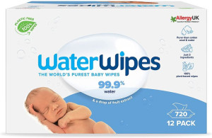 Chusteczki nawilżane WaterWipes, nasączone czystą wodą 12 x  60szt