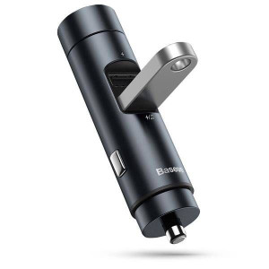 Baseus Energy Column 2-port Usb Car Charger + Transmiter Fm Dark Grey