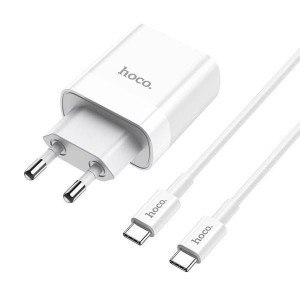 Hoco C80a Network Charger Pd20w/qc3.0 + Type-c Cable White