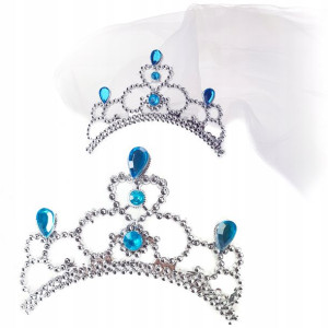 Niebieska TIARA z WELONEM KORONA Wieczór Panieński