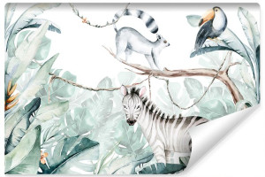 Fototapeta Ścienna DŻUNGLA Zebra Liście 135x90