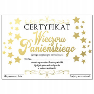Złoty Certyfikat + Antyrama Na Wieczór Panieński