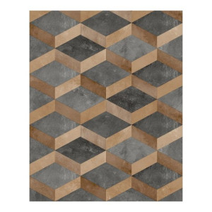 Tapeta 175001 romby figury szary beton z miedzią i efektem 3D