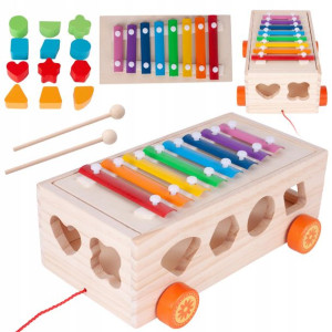 Samochod Pojazd Drewniany Sorter Klocki Cymbałki