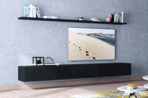 Zestaw Mebli Meblościanka Czarna Połysk 320 cm