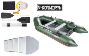 Ponton Kormoran 330pp zielony aluminiowa podłoga motorowy