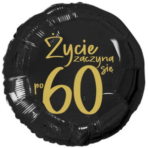 Balon foliowy "Życie zaczyna się po 60", czarny, 18", RND