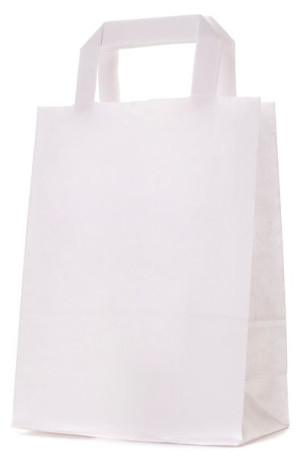 TORBA papierowa BIAŁA na upominki do sklepu 18x9x23 cm pakiet 25 sztuk