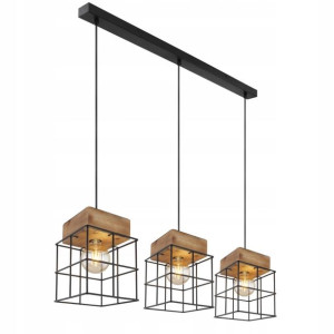Żyrandol drewno 15530-3H MERRIL GLOBO industrialny