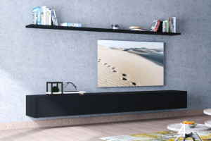 Zestaw Mebli Meblościanka Czarna Mat 360cm