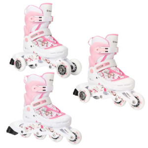 Rolki Wrotki Regulowane 3w1 RAVEN Laguna White/Pink 34-37