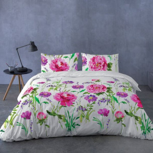 Pościel biała w kwiaty 160x200 PRESTIGE 05 MATEX