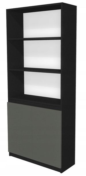 Regał z szafką na segregatory 70cm czarny, szary