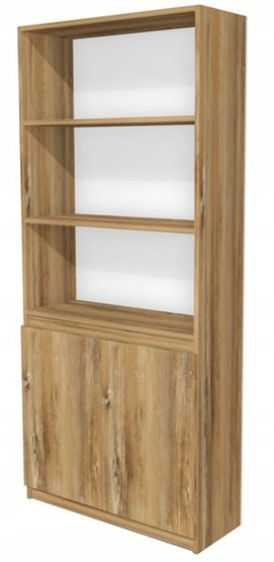 Regał z szafką na segregatory 70cm drewno retro