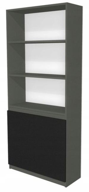 Regał z szafką na segregatory, 70 cm szary, czarny