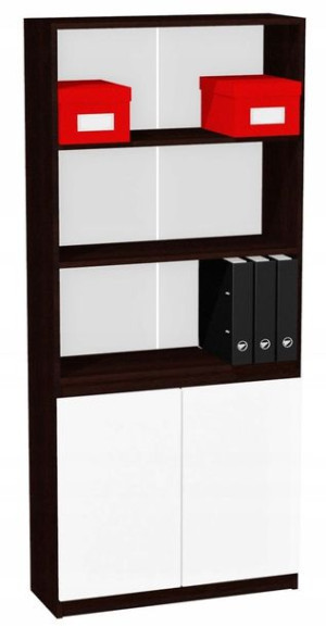 Regał z szafką na segregatory 80cm wenge, białe