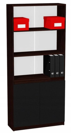 Regał z szafką na segregatory 80cm wenge, czarne
