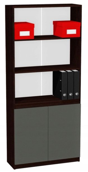 Regał z szafką na segregatory 80cm wenge, szare