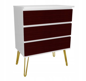 Komoda biała wenge GLAMOUR 80x45 złote loft nogi
