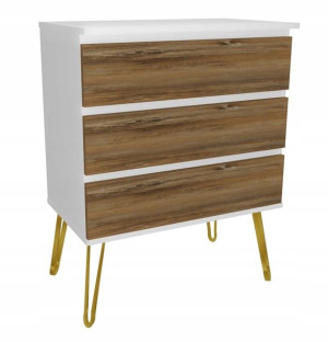 Komoda biała-drewno retro GLAMOUR 70X45 złote nogi