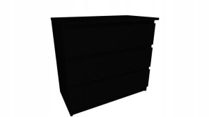 Komoda czarna 70x45cm 3 szuflady