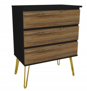 Komoda czarna drewno retro GLAMOU 70X45 złote nogi