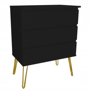 Komoda czarna GLAMOUR 80x45 złote metalowe nogi