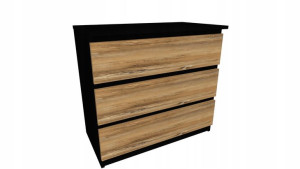 Komoda czarna, drewno retro 70x45cm 3 szuflady