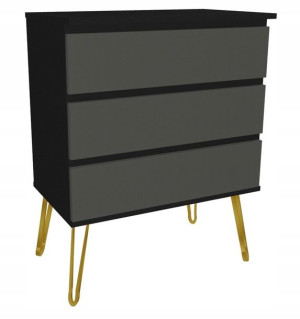 Komoda czarno szara GLAMOUR 80x45 złote loft nogi