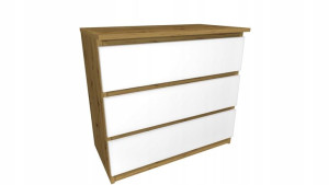 Komoda dąb artisan, biały front 70x45cm 3 szuflady