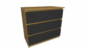 Komoda dąb Artisan, szary front 80x45cm 3 szuflady