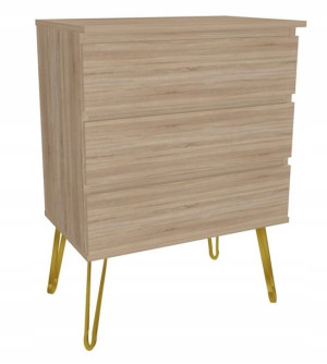 Komoda dąb sonoma GLAMOUR 70X45 złote metalow nogi