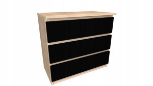 Komoda dąb sonoma, czarny front 70x45cm 3 szuflady