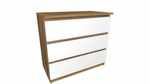 Komoda drewno retro biały front 80x45cm 3 szuflady