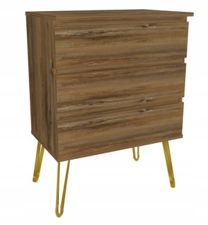 Komoda drewno retro GLAMOUR 80x45 złote loft nogi