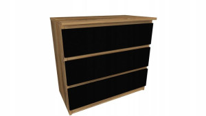 Komoda drewno retro, czarny 70x45cm 3 szuflady