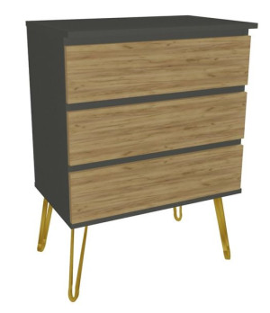 Komoda szara dąb craft GLAMOUR 80x45 złote nogi