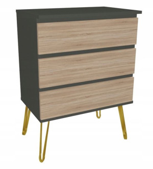 Komoda szara dąb sonoma GLAMOUR 80x45 złote nogi