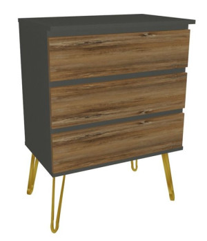 Komoda szara drewno retro GLAMOUR 80x45 złote nogi