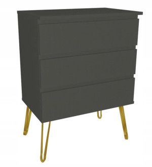 Komoda szara GLAMOUR 70X45 złote metalowe nogi